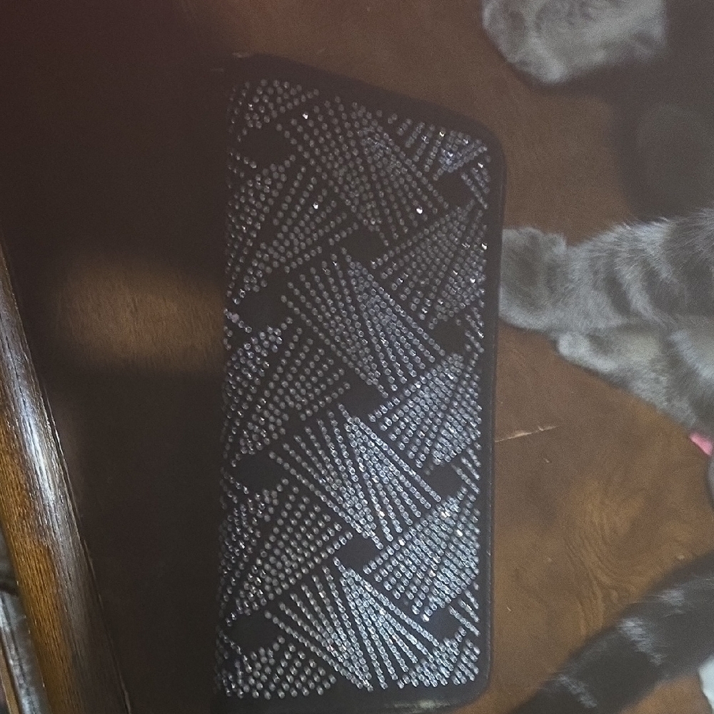 Chic Black Clutch with Silver Rhinestones